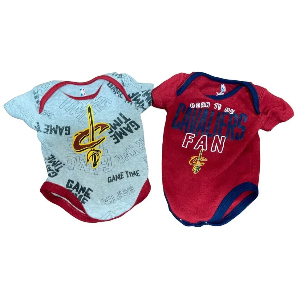 NBA CLEVELAND CAVALIERS Baby Boys Lot of 2 Bodysuits 0-3 Months